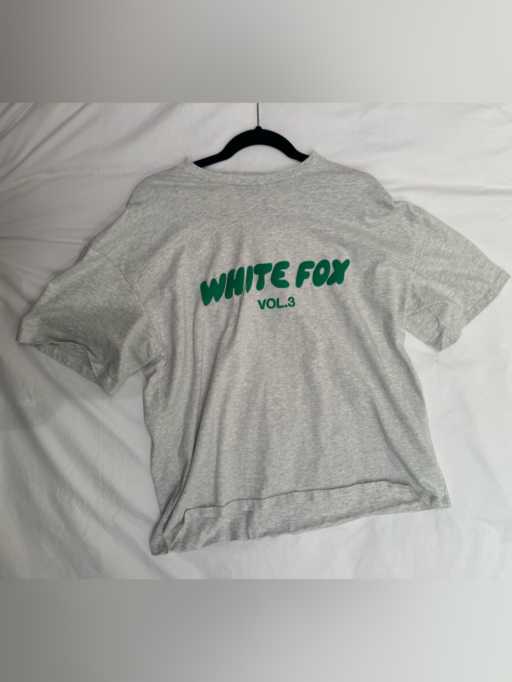 White Fox Boutique Gray Tee with Green Logo